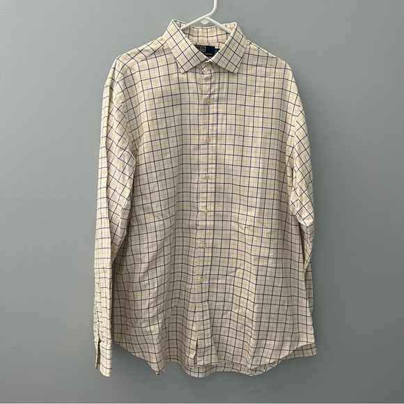 Ralph Lauren Shirt Mens Extra Large Yellow Blue Check Button Up Regent Classic - Picture 1 of 8
